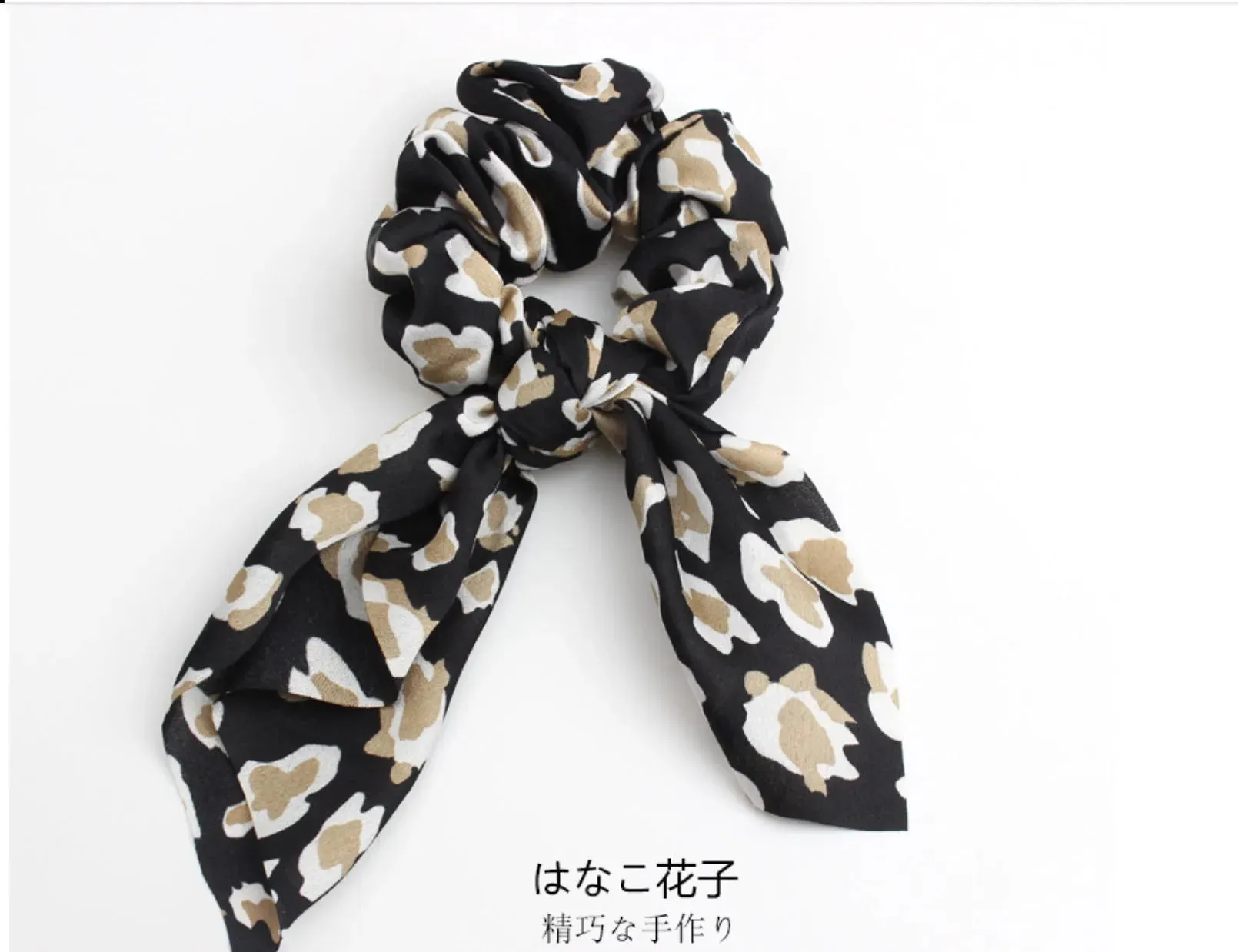 4pcs Leopard Pattern Silk Scarf Hair Scrunchie