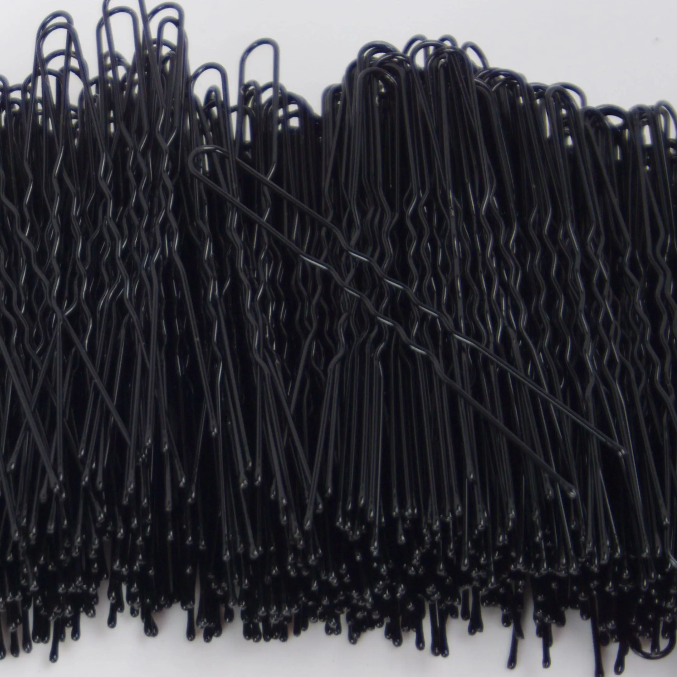 600, Black, 2.4in (6.0cm), Italian Made Waved Hair Pins, Recloseable Stay Clean and Organized Container