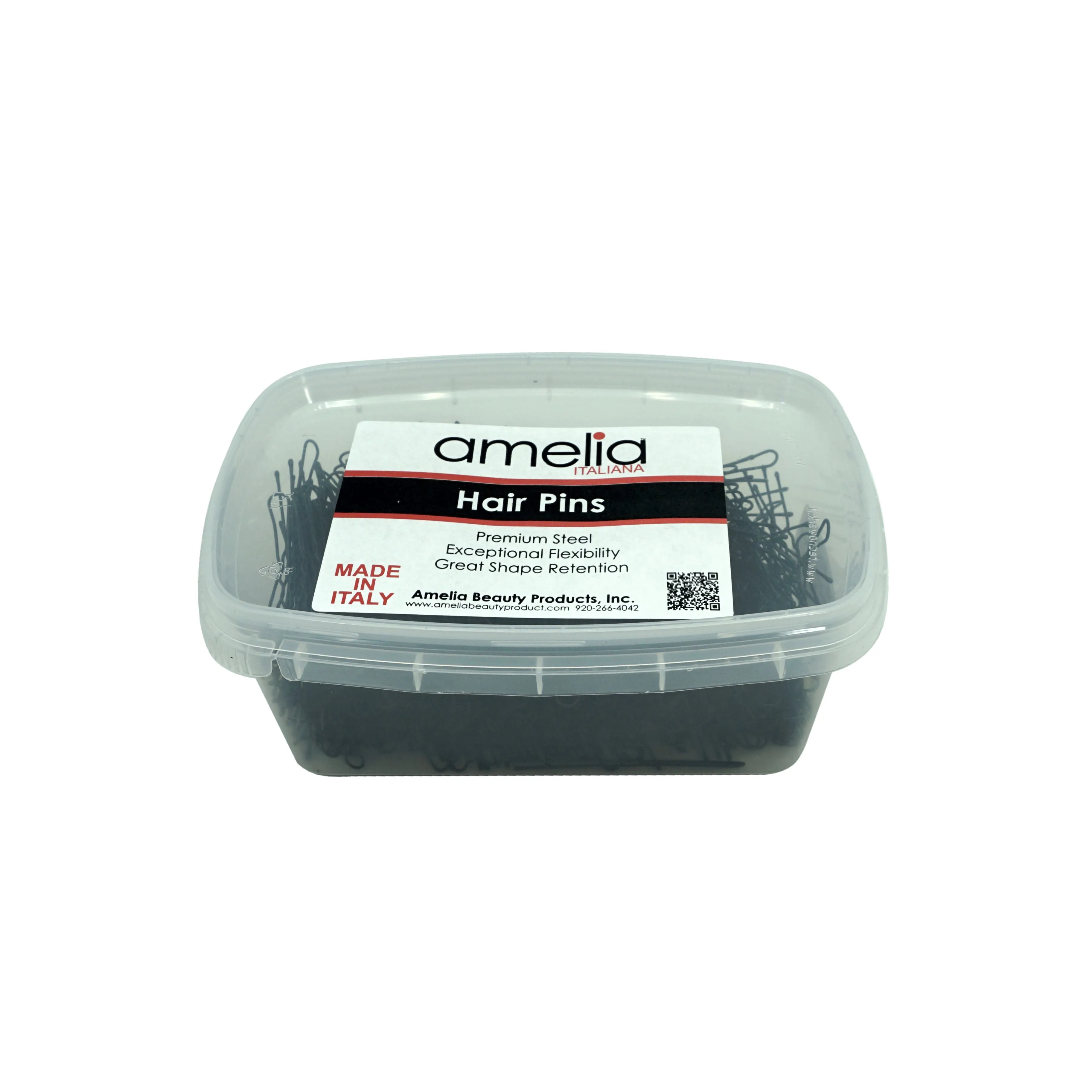 600, Black, 2.4in (6.0cm), Italian Made Waved Hair Pins, Recloseable Stay Clean and Organized Container