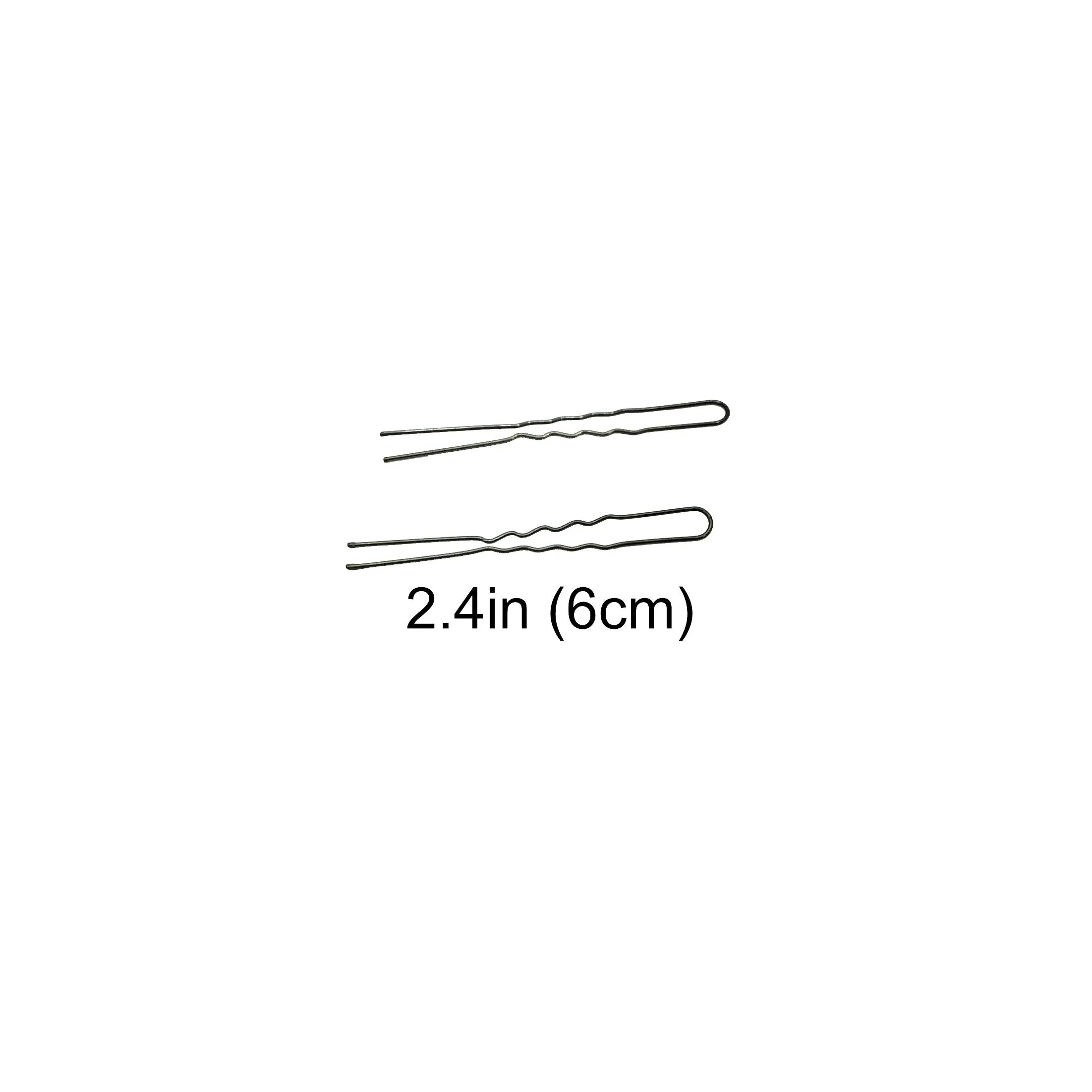 600, Black, 2.4in (6.0cm), Italian Made Waved Hair Pins, Recloseable Stay Clean and Organized Container