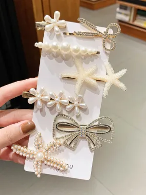 7pcs Flower & Bow Decor Exquisite Hair Clip - Multicolor