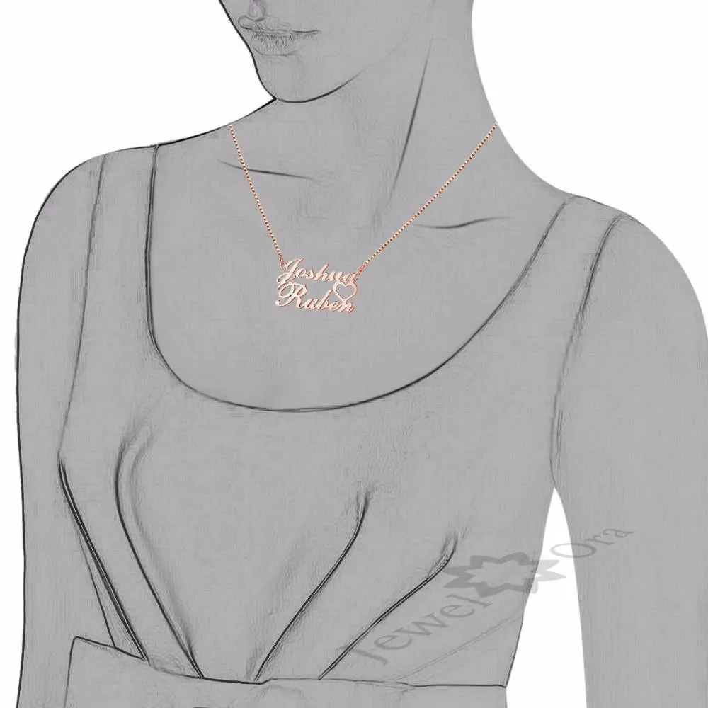 925 Sterling Silver DIY Lovers Name Engraved Pendant Necklace, Jewelry Gift for Women