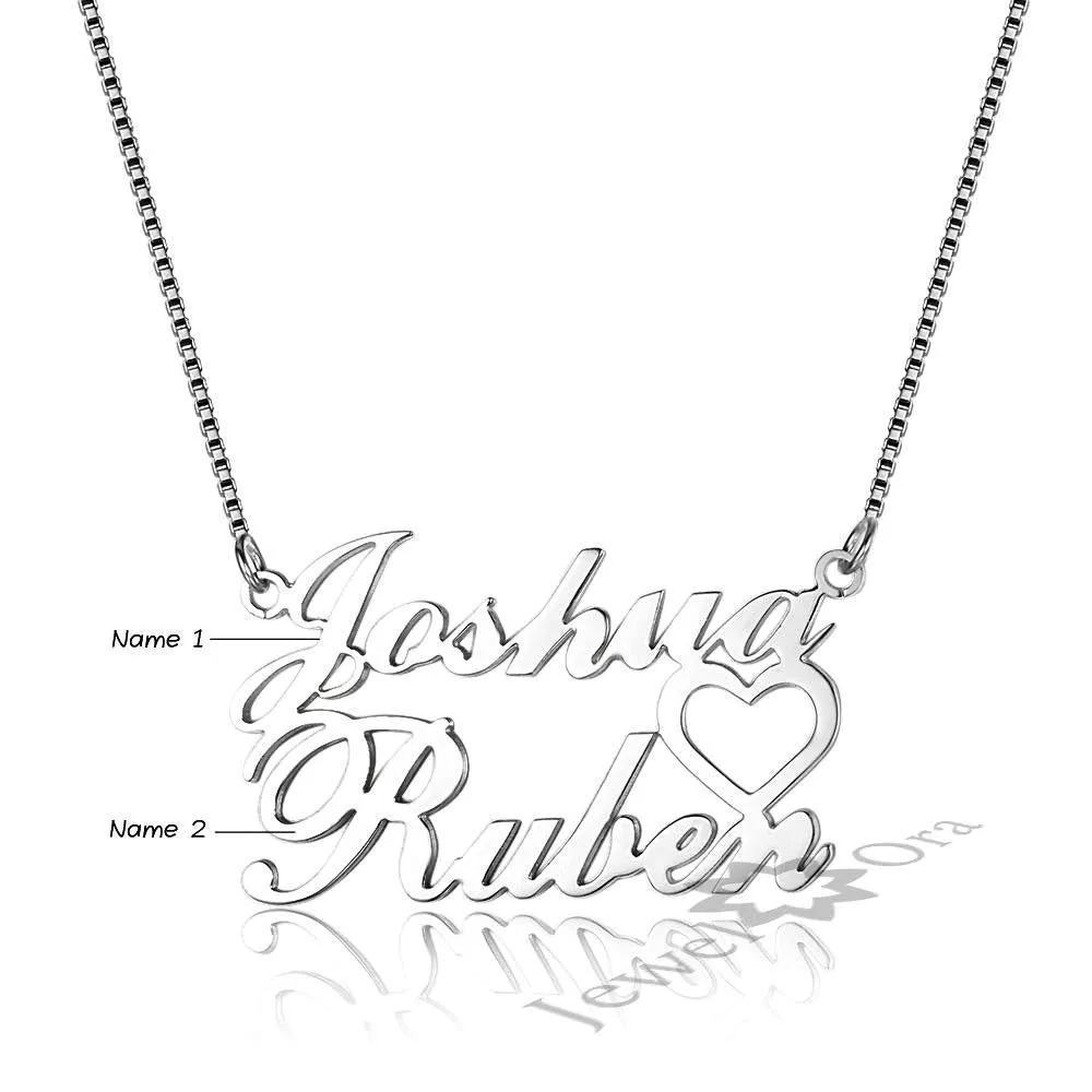 925 Sterling Silver DIY Lovers Name Engraved Pendant Necklace, Jewelry Gift for Women