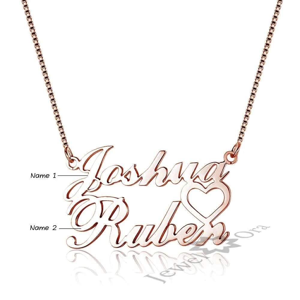 925 Sterling Silver DIY Lovers Name Engraved Pendant Necklace, Jewelry Gift for Women