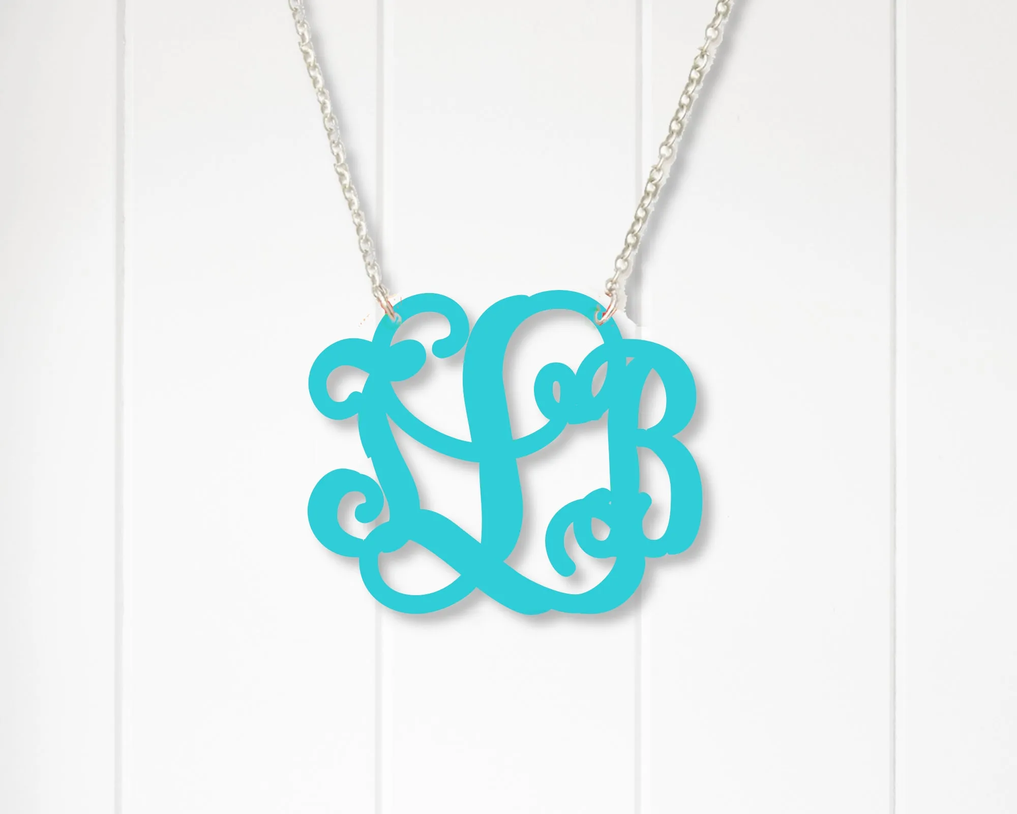 Acrylic Monogram Necklace, Vine Font