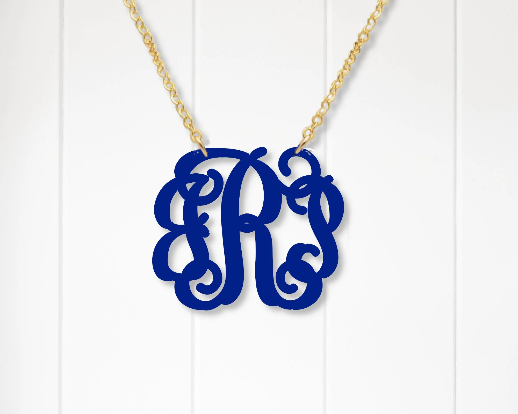 Acrylic Monogram Necklace, Vine Font