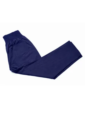 Adult Plus Size Transitional Maternity Smocked Linen Pant - Navy