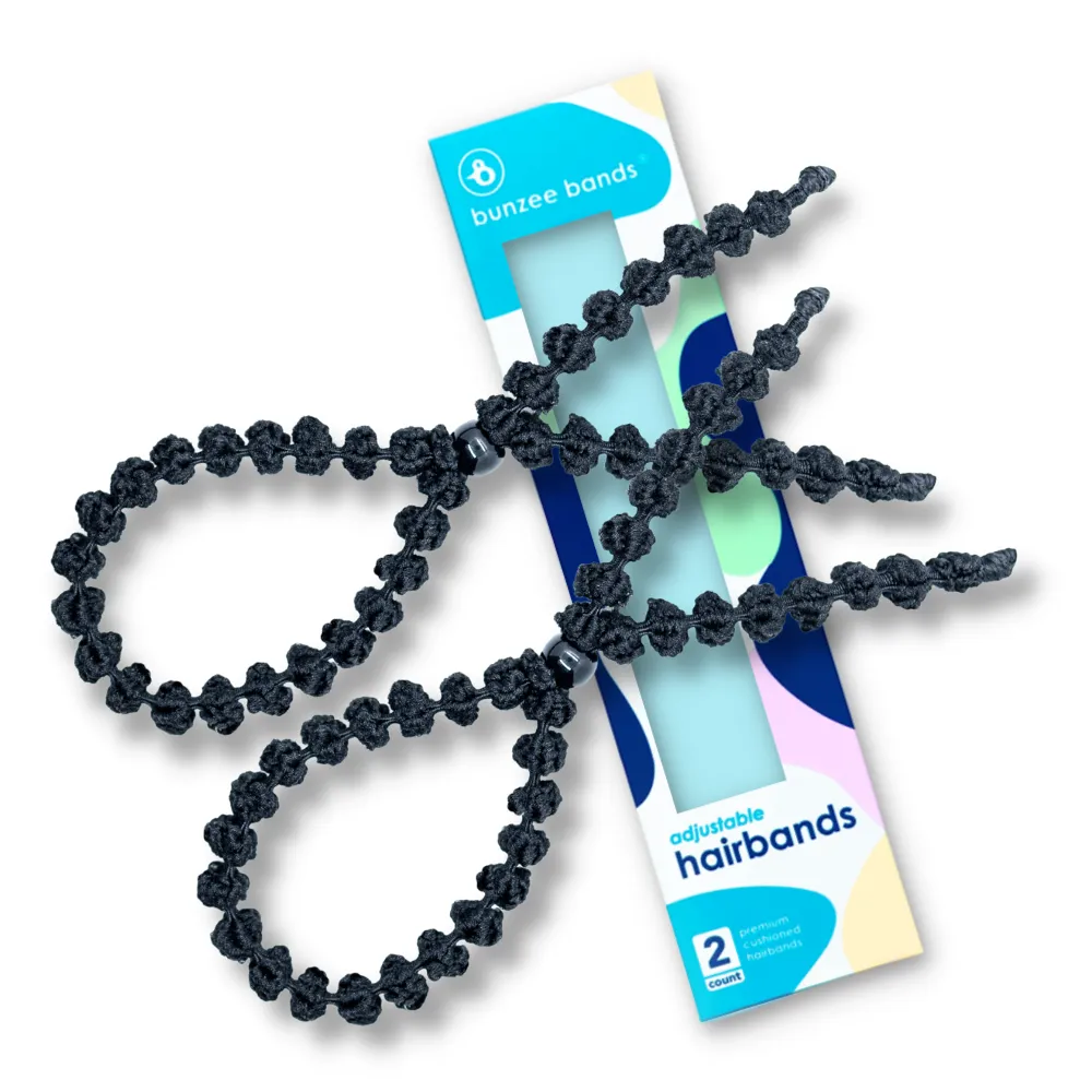 AIRKNITx Adjustable XL Hairbands - Black 2-Pack
