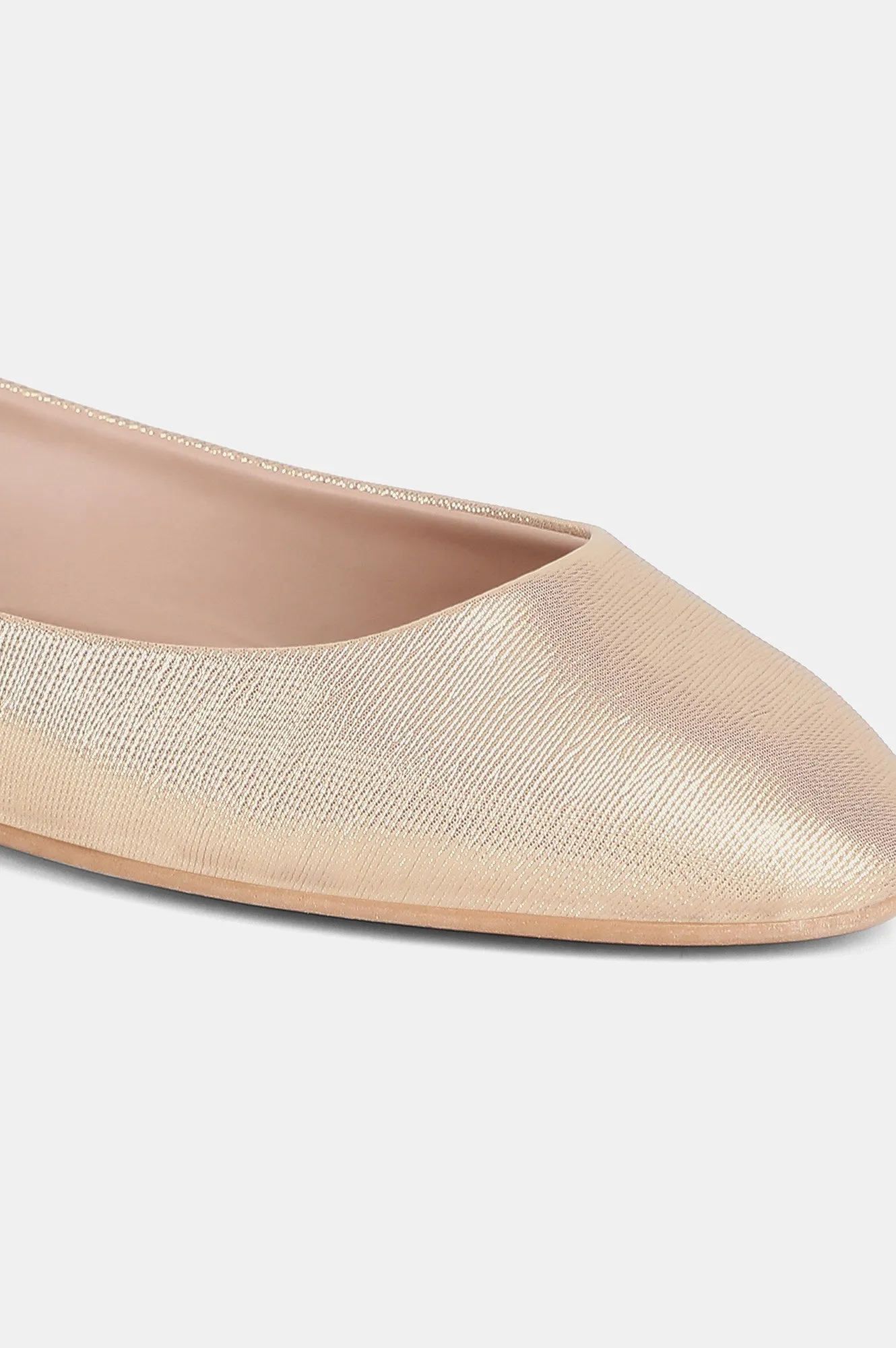 Aurelia Rose Gold Round Toe Textured Flat - ZLessie
