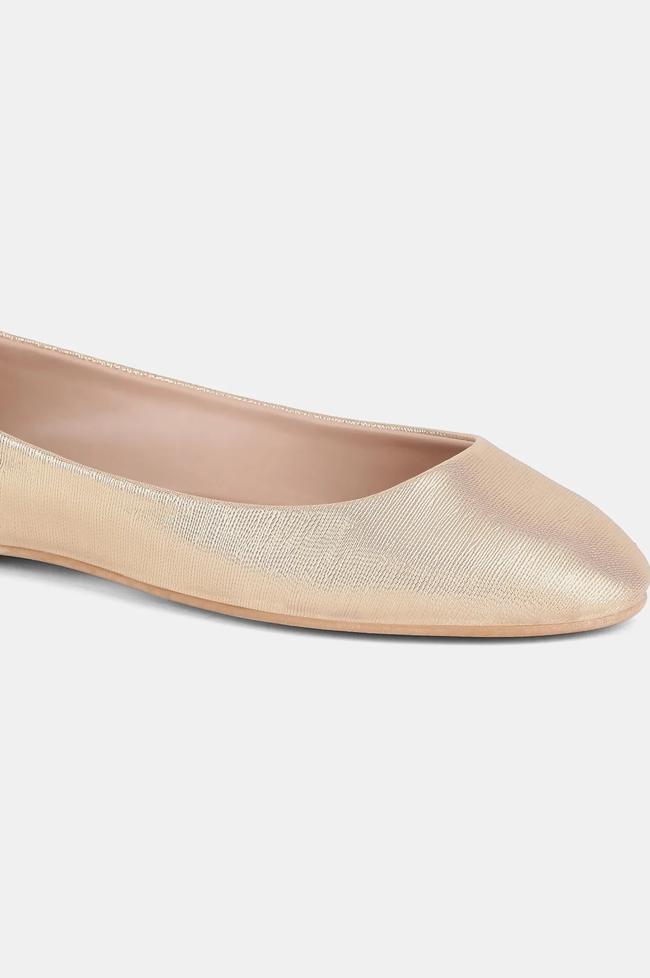 Aurelia Rose Gold Round Toe Textured Flat - ZLessie