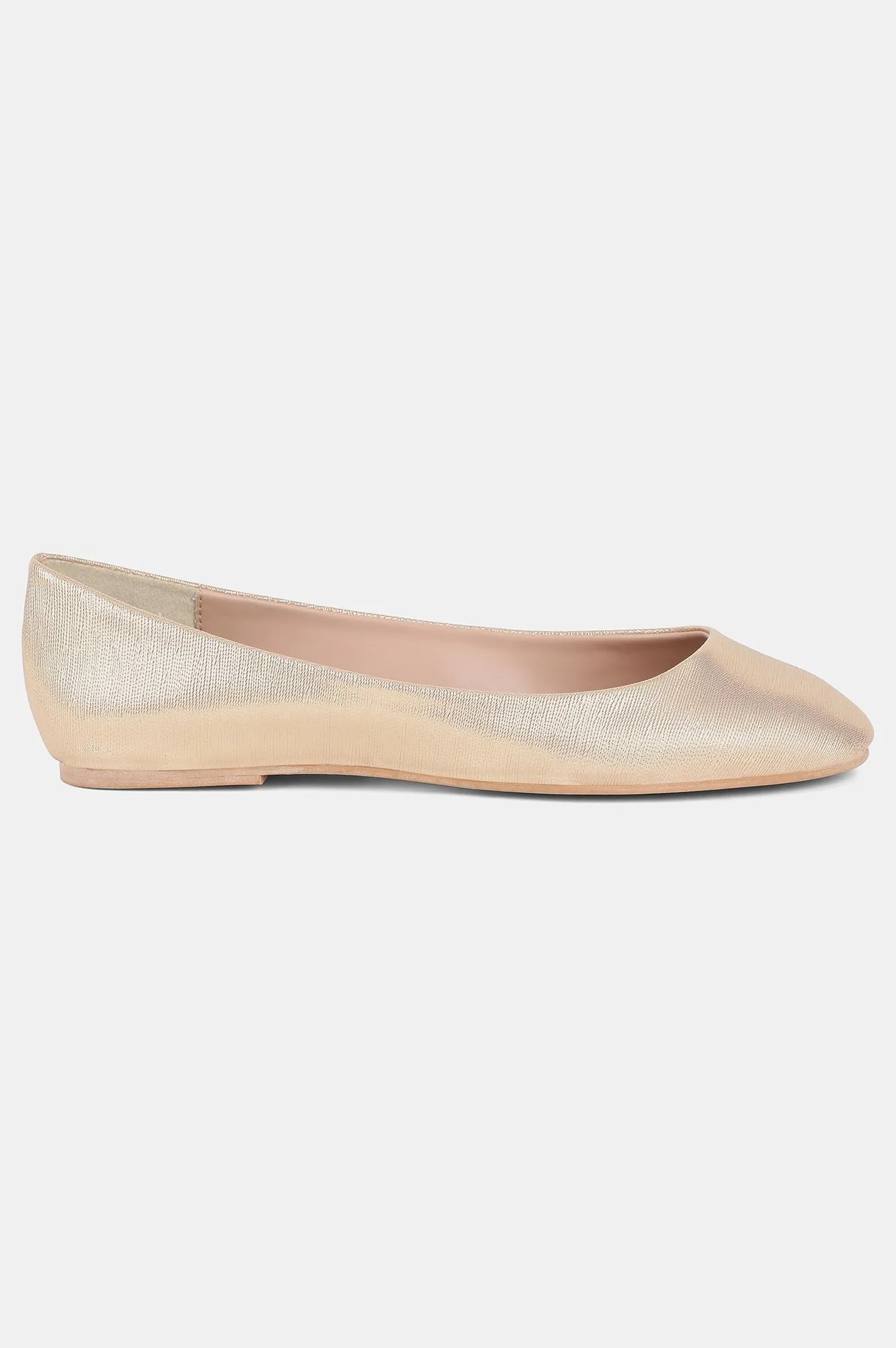 Aurelia Rose Gold Round Toe Textured Flat - ZLessie