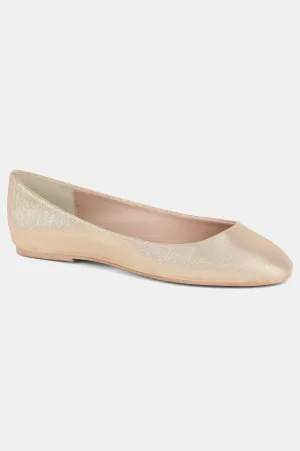 Aurelia Rose Gold Round Toe Textured Flat - ZLessie