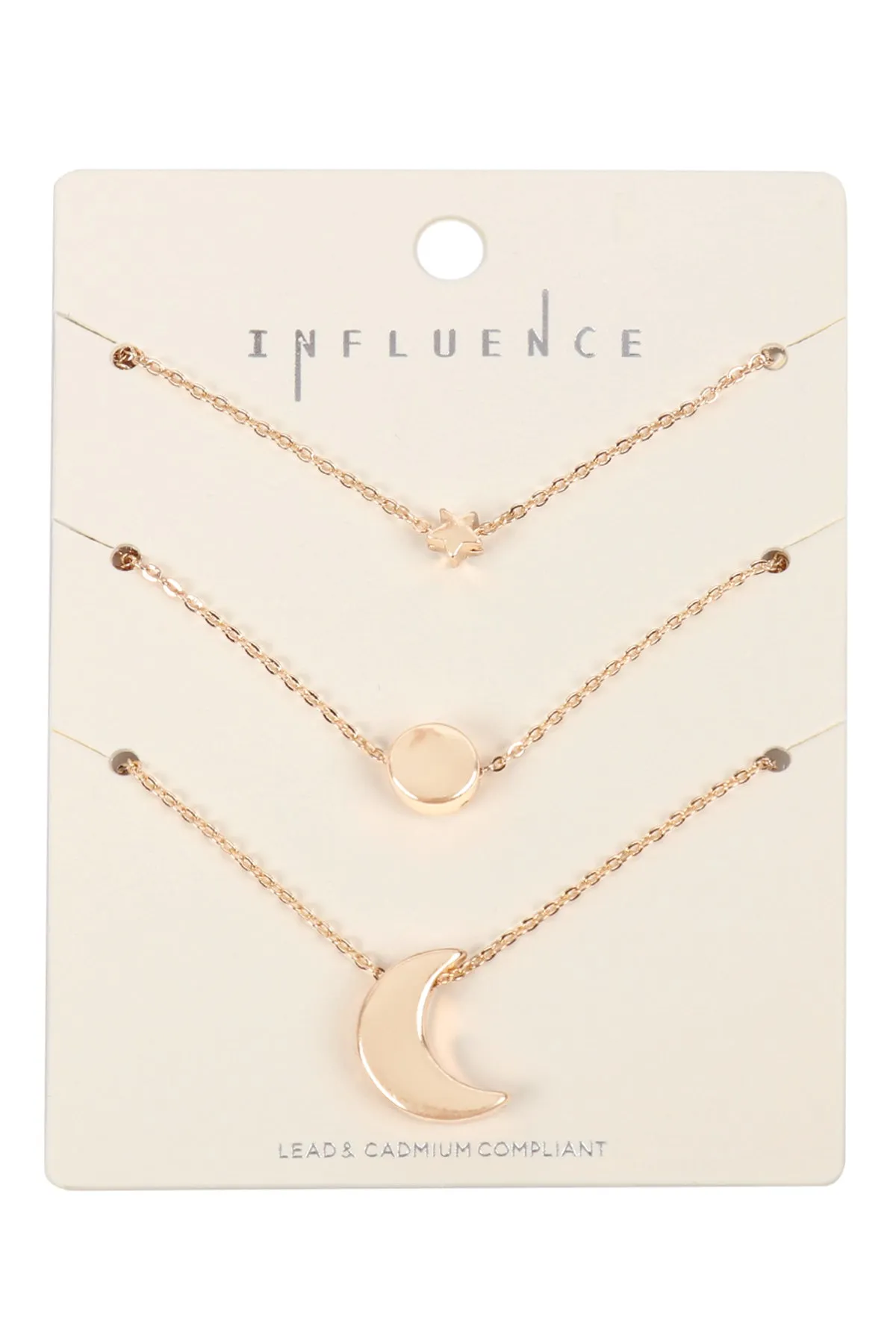 B5NS2189 - STAR MOON AND SUN 3 SET NECKLACE