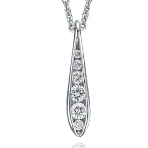 Backes and Strauss White Gold and Diamond Petite Channel Pendant Necklace