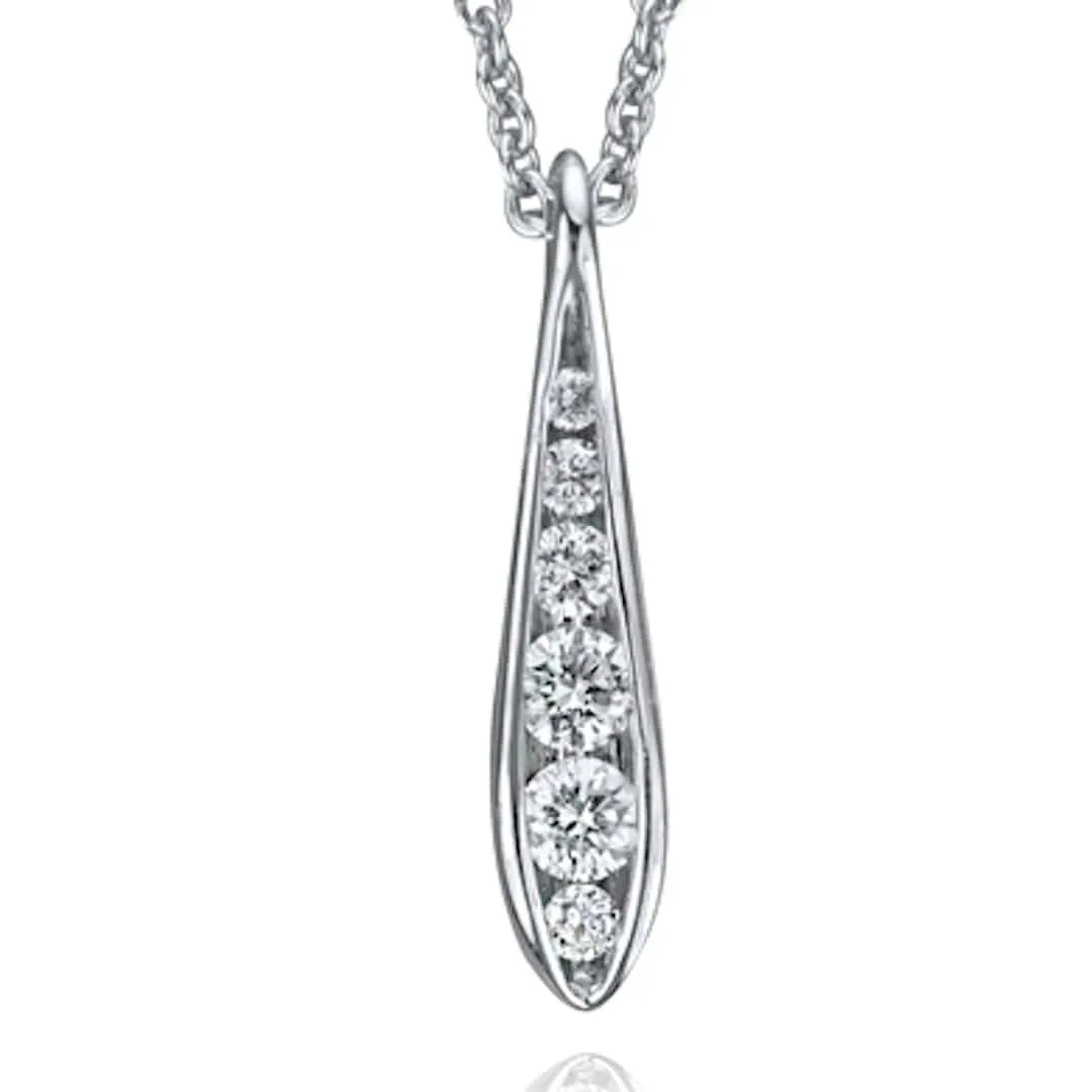 Backes and Strauss White Gold and Diamond Petite Channel Pendant Necklace