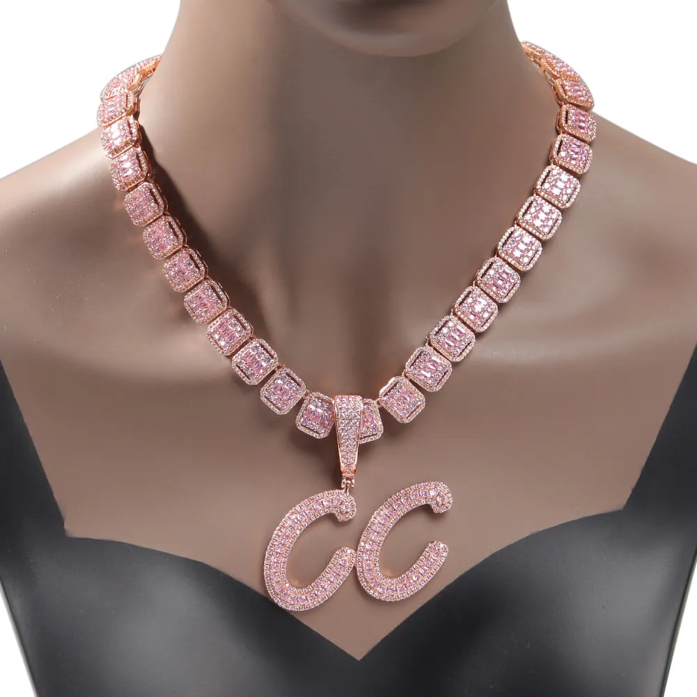 BARBIE DOLL  Custom Name Girl Clasp Brush Script Bubble Letter Iced Out Two Tone CZ