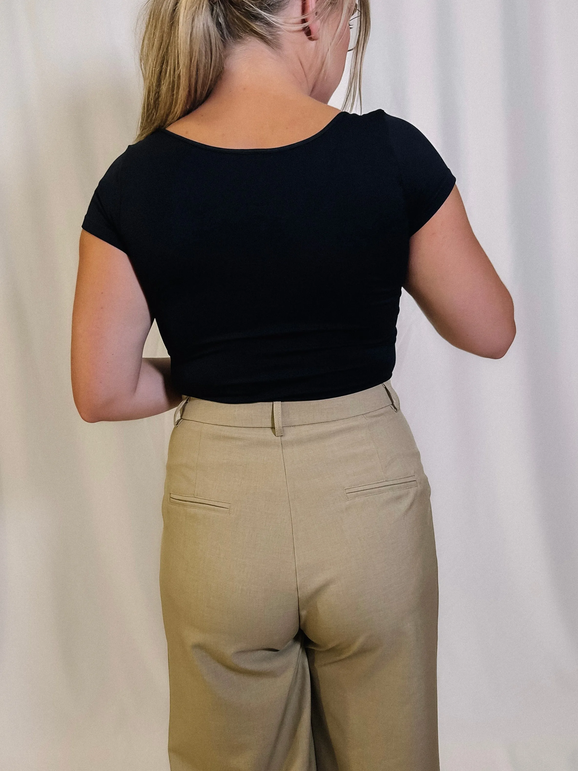 Basic Cap Sleeve Top - Black - LAST ONE