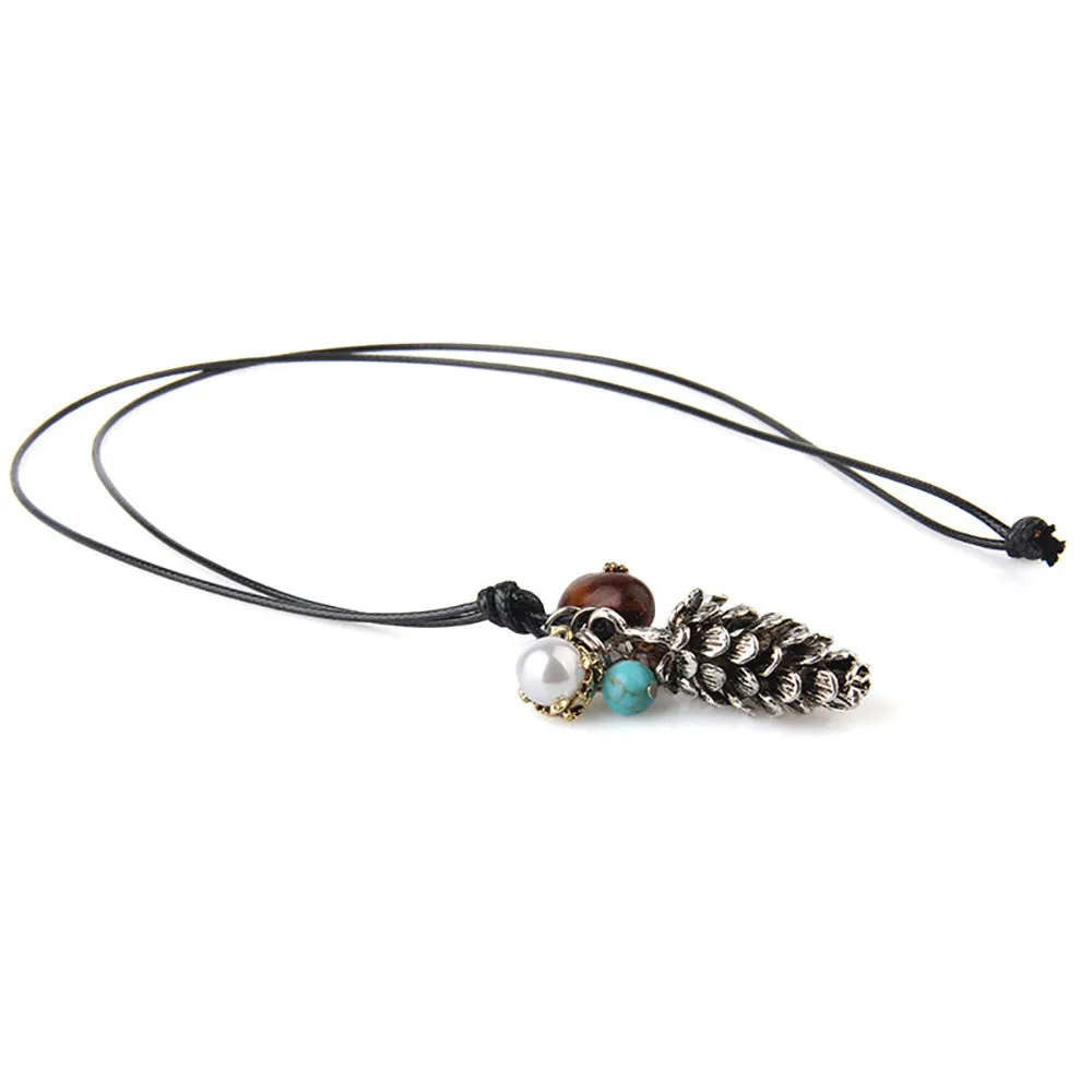 Beautiful Acorn Turquoise Necklaces Pendants Wax Rope Plants Fashion Jewelry