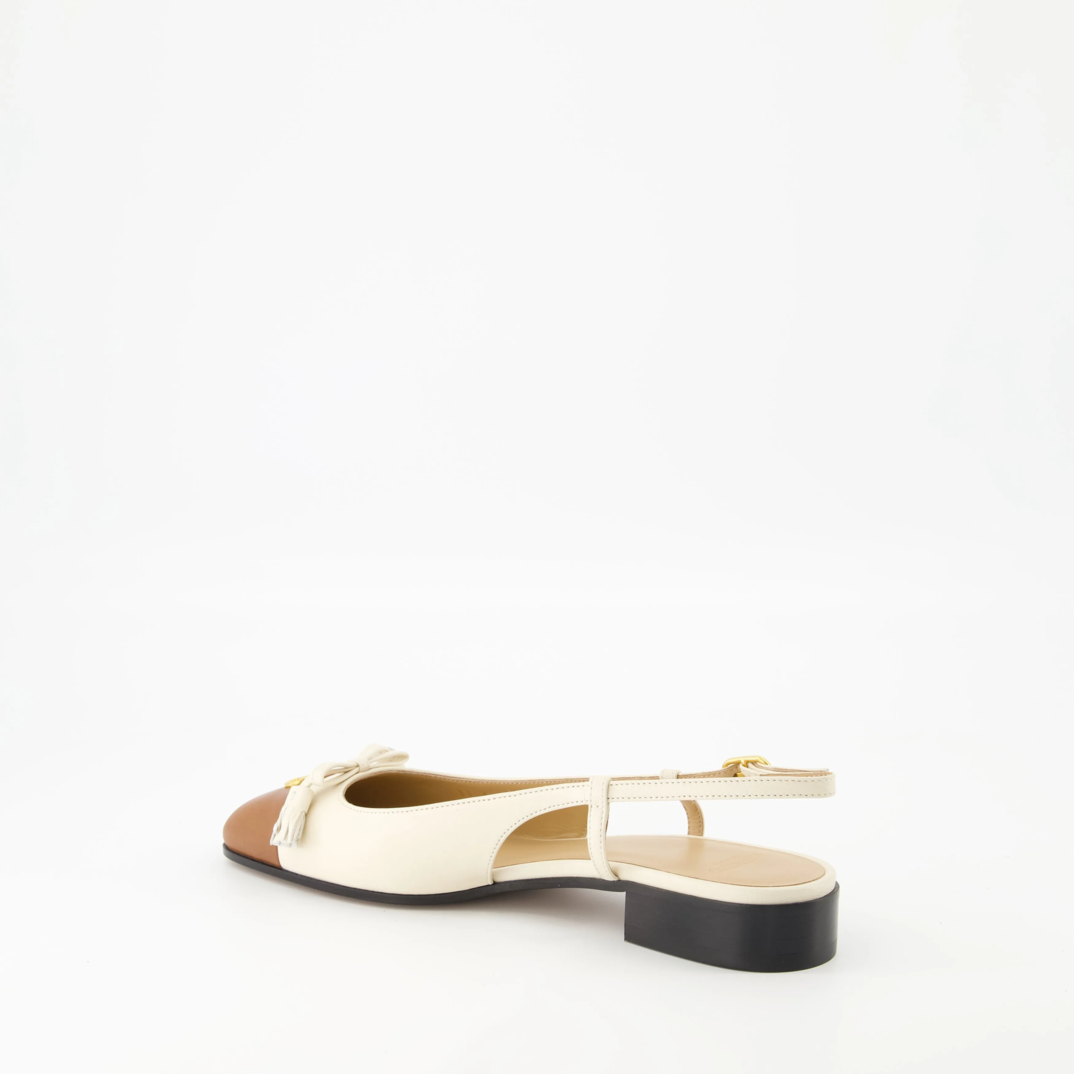 Beige Leather Ballet Flats