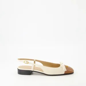 Beige Leather Ballet Flats