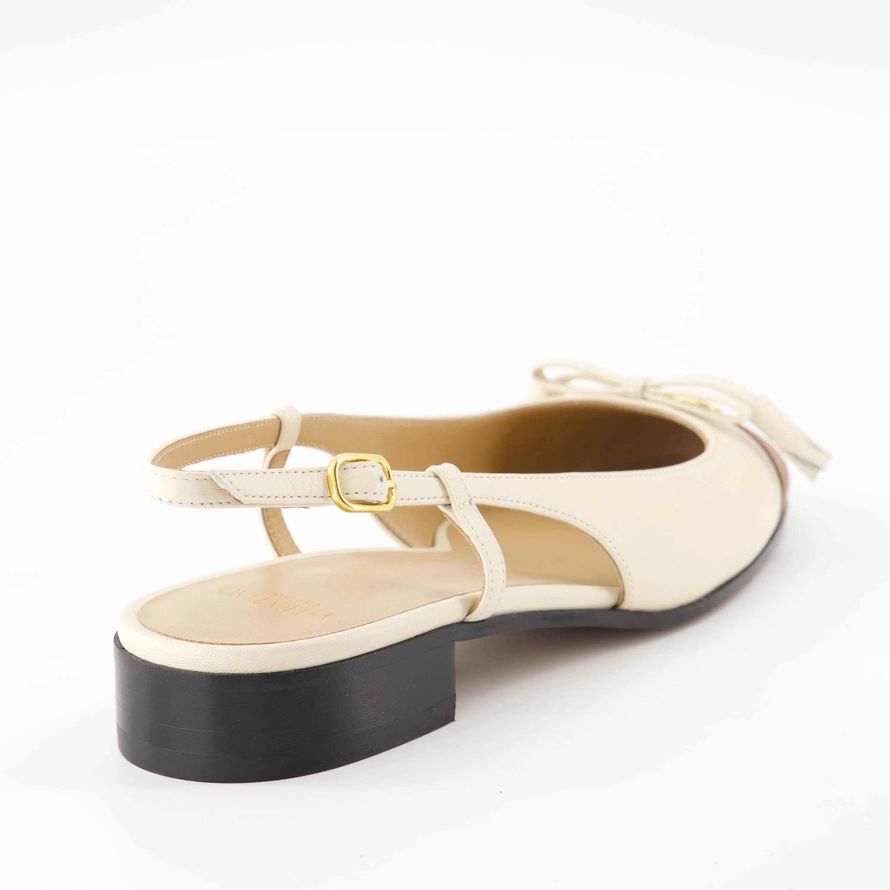 Beige Leather Ballet Flats