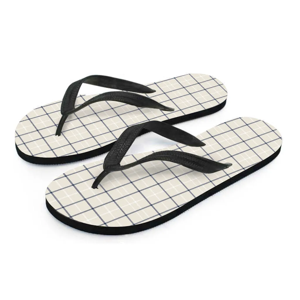 Beige Tattersall Pattern Hawaiian Flip Flops: Stylish Island Footwear