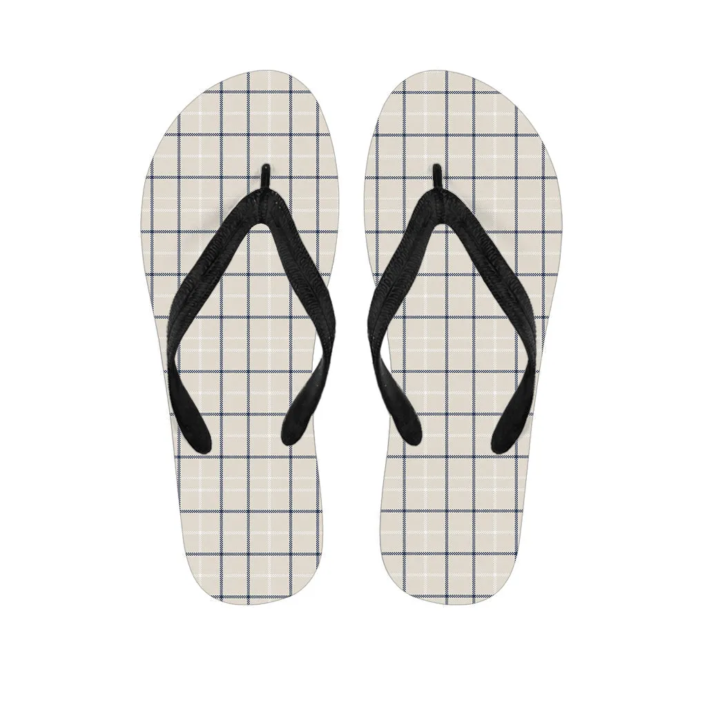 Beige Tattersall Pattern Hawaiian Flip Flops: Stylish Island Footwear