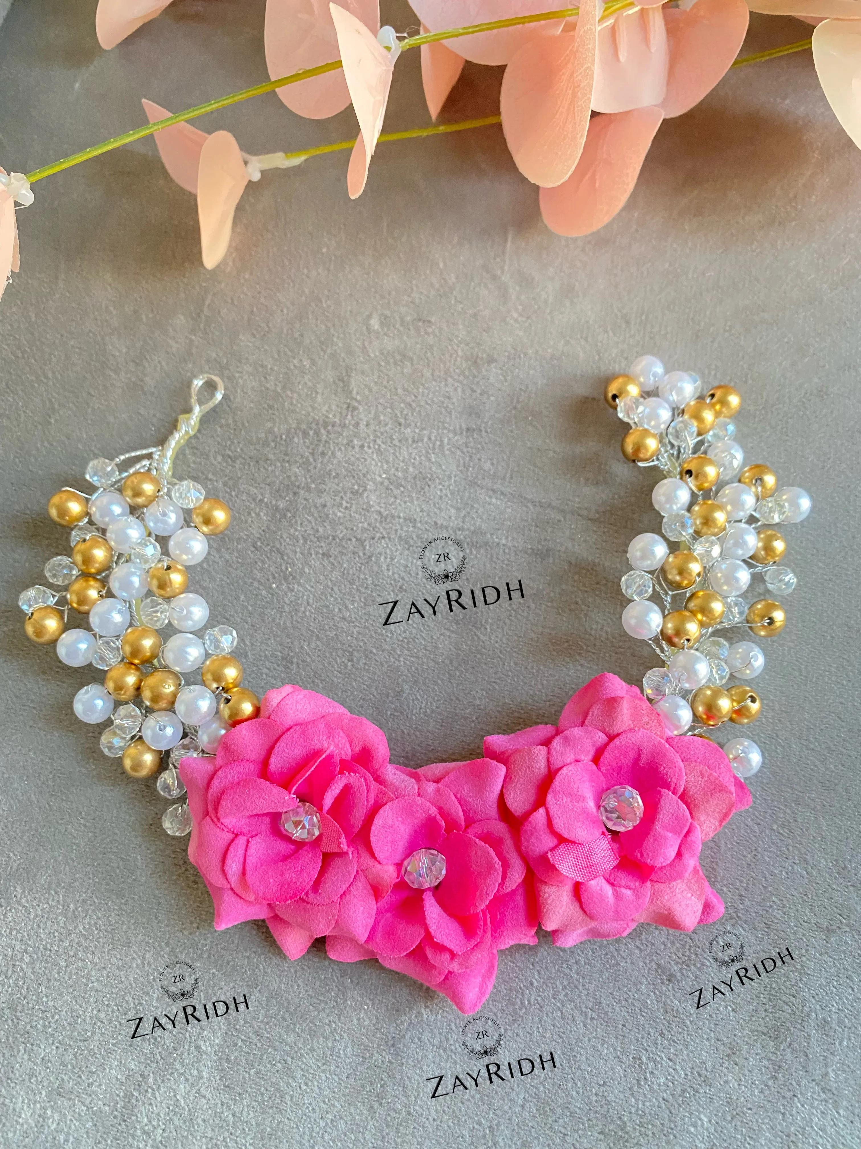 Bella Pink Flower Hair Gajra