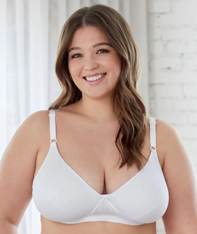 Bestform Striped Wire-Free Cotton Bra With Lightly Lined Cups - White