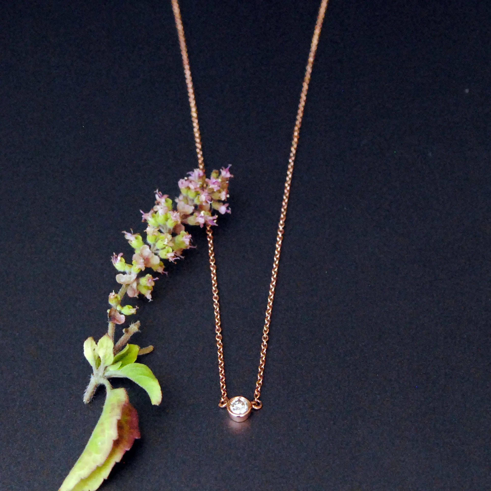 Bezel Baby Diamond 14K Solid Gold Chain Layered Necklace