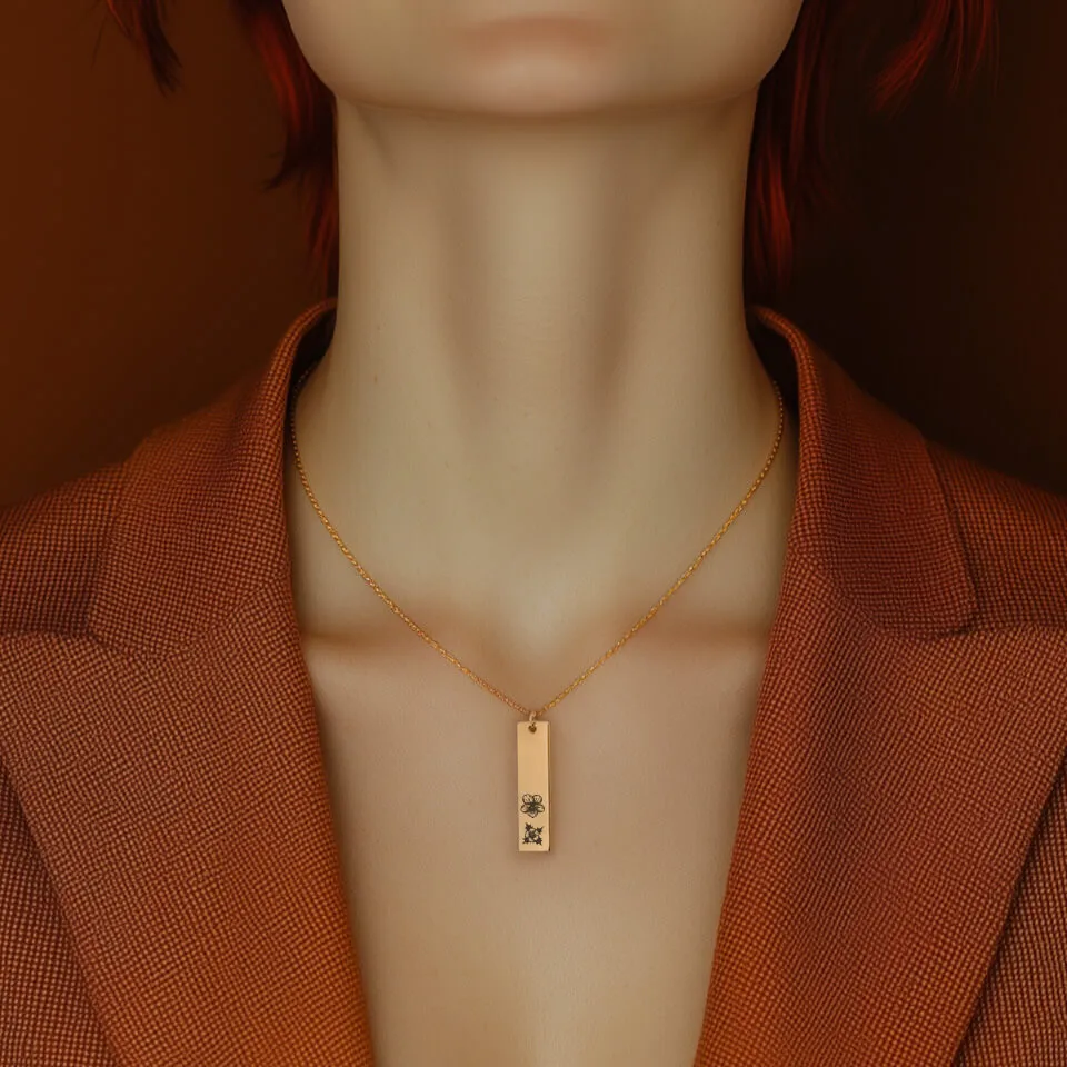 Birth Flower Garden Vertical Pendant on Fine Chain