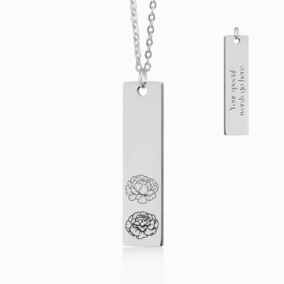 Birth Flower Garden Vertical Pendant on Fine Chain