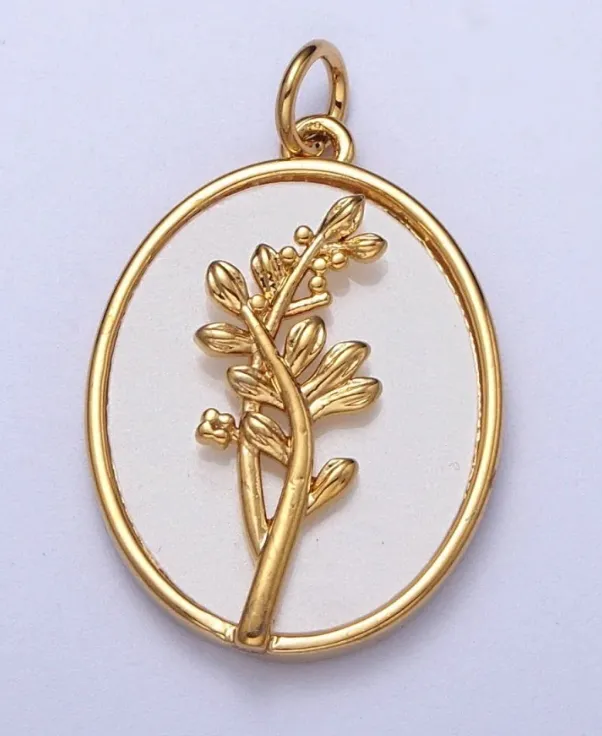 Birth flower oval shell pearl charm