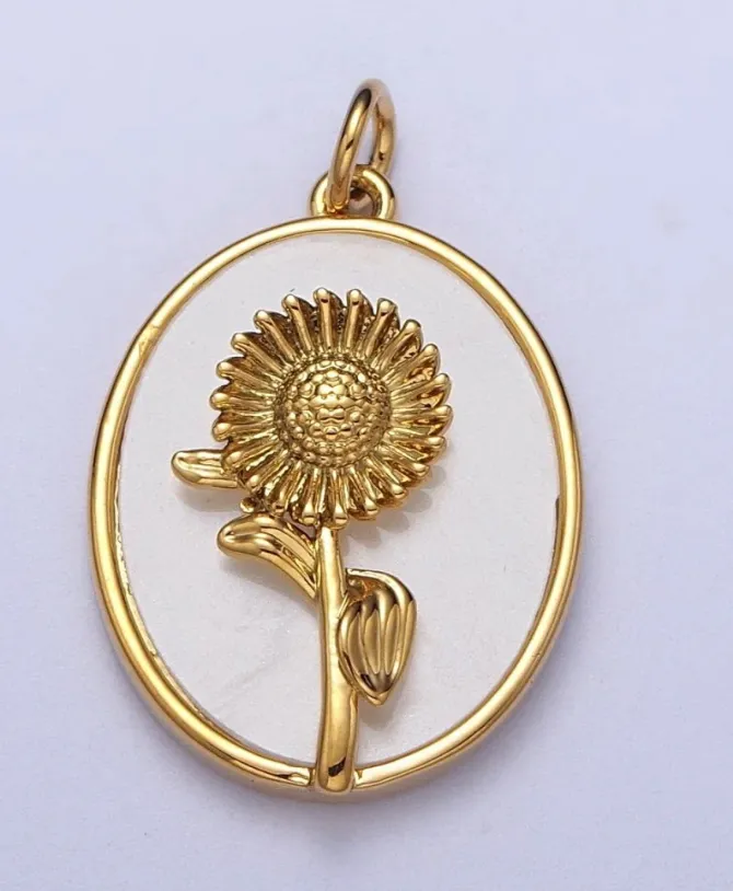 Birth flower oval shell pearl charm