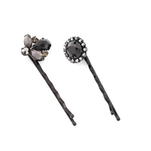 BLACK CRYSTAL HAIR CLIP PINS & ACCS. #256BK8101 (9A5)