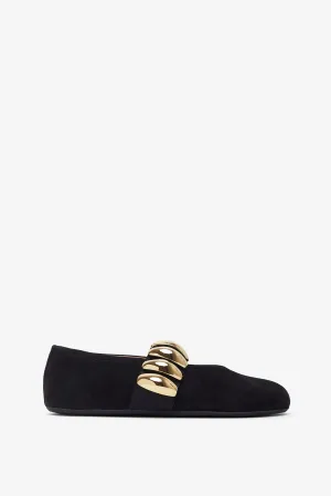 Black jewel ballet flats