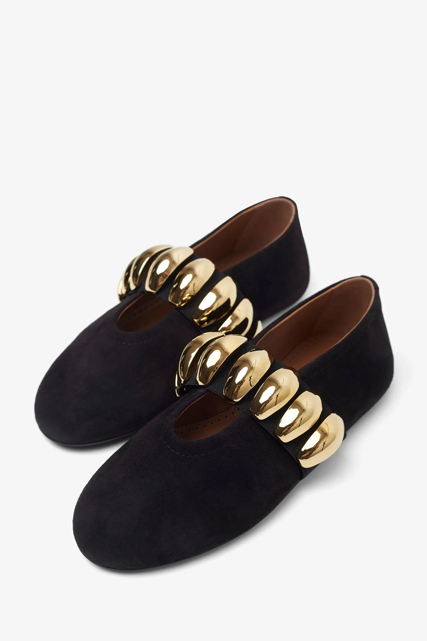 Black jewel ballet flats