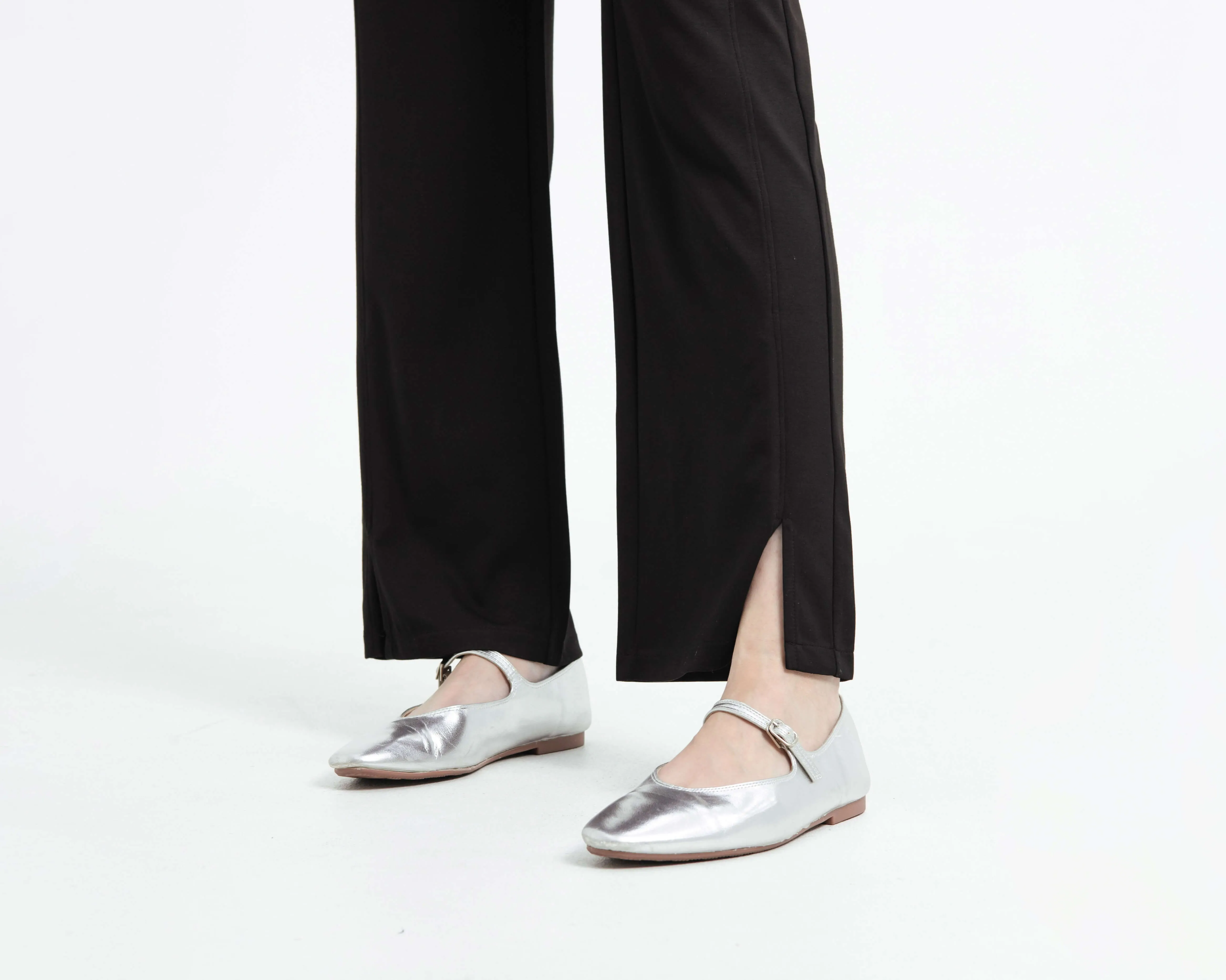 Black Ultrasoft Bamboo Maternity Slit Pants