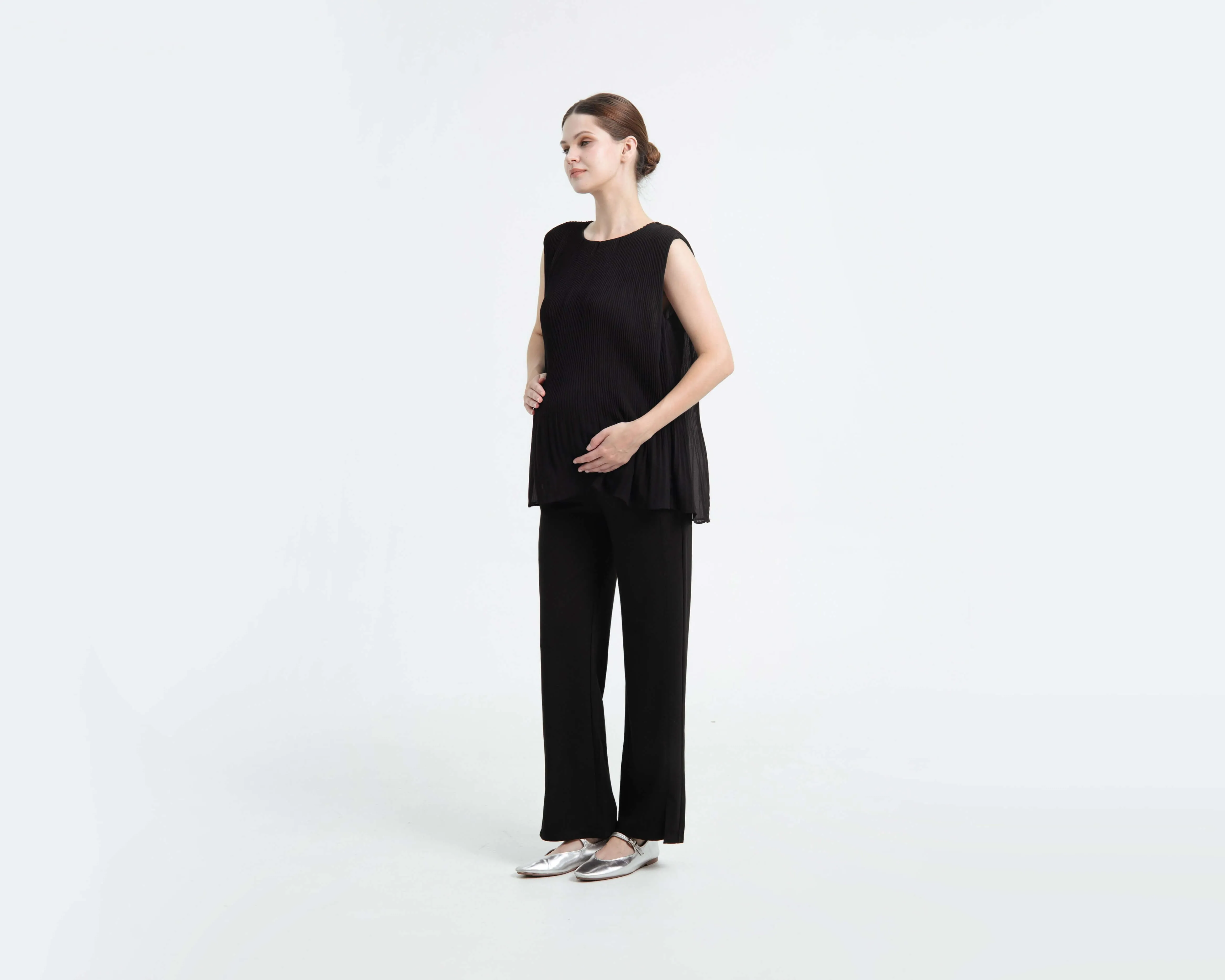 Black Ultrasoft Bamboo Maternity Slit Pants