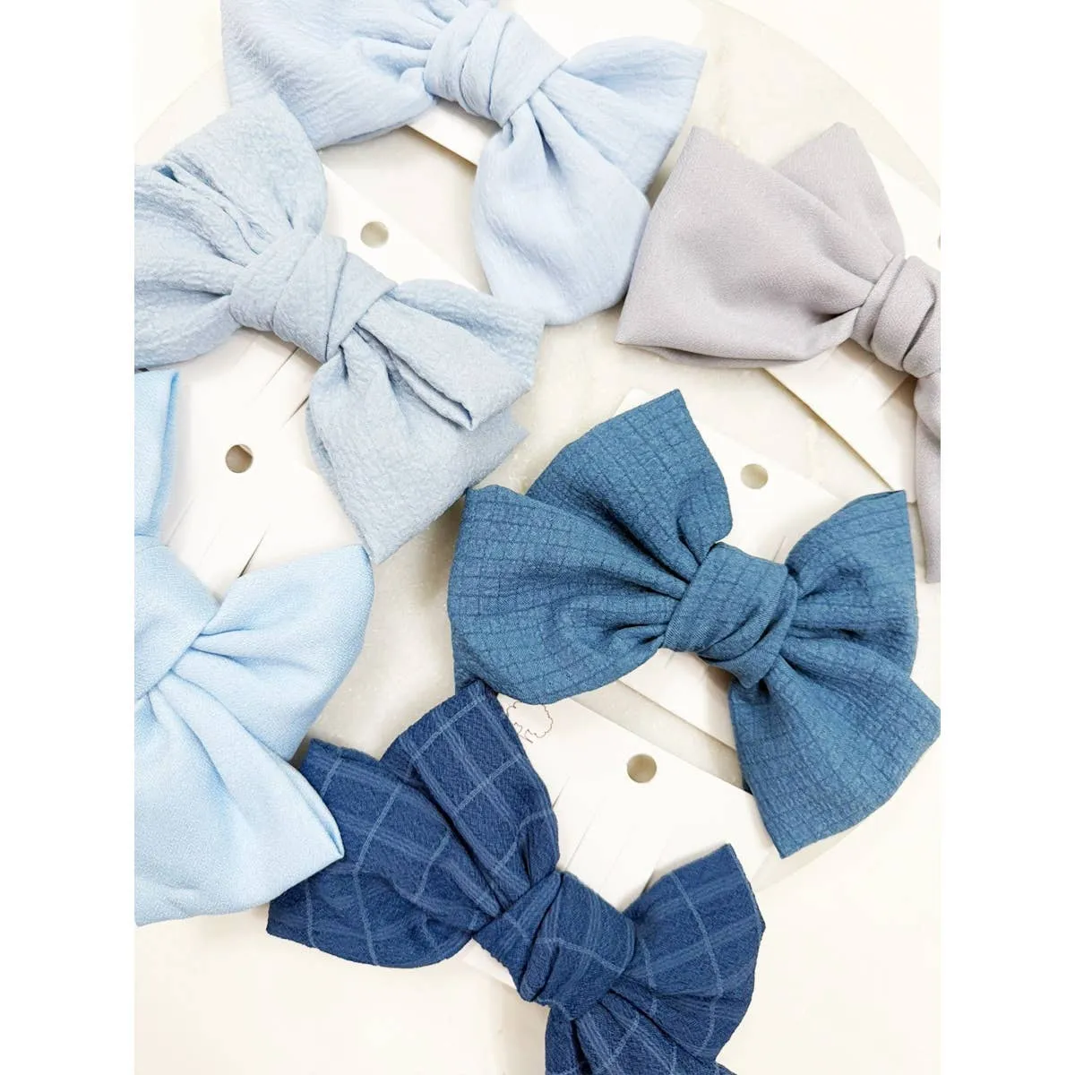 Blue Shade Double Layer Bow Hair Clips BSD91