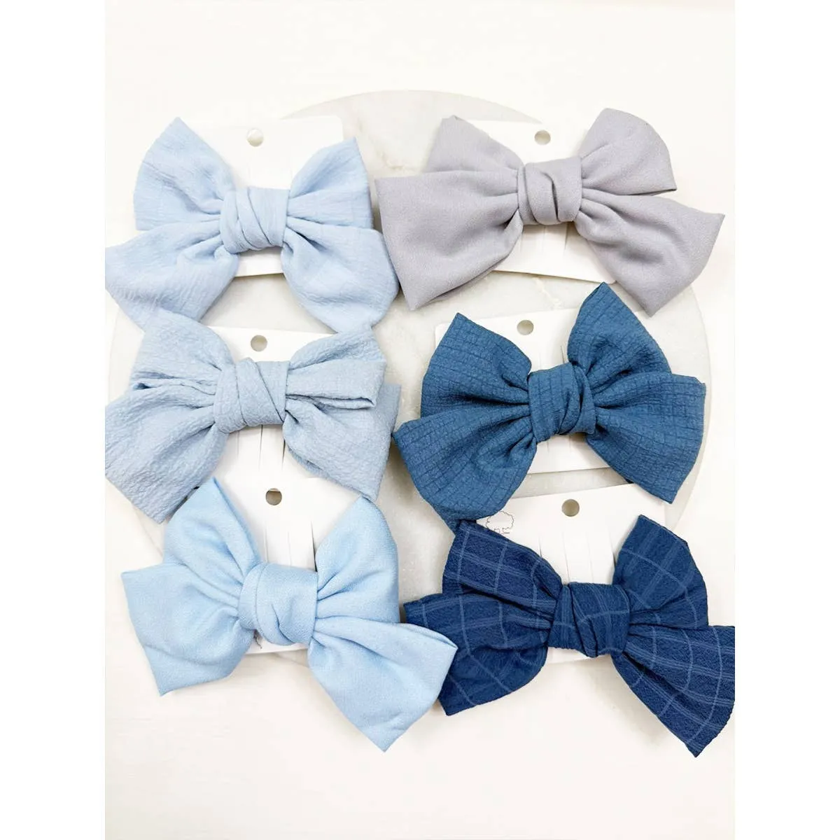 Blue Shade Double Layer Bow Hair Clips BSD91