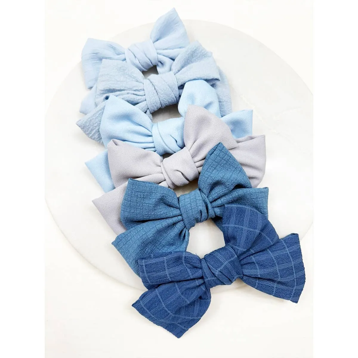 Blue Shade Double Layer Bow Hair Clips BSD91