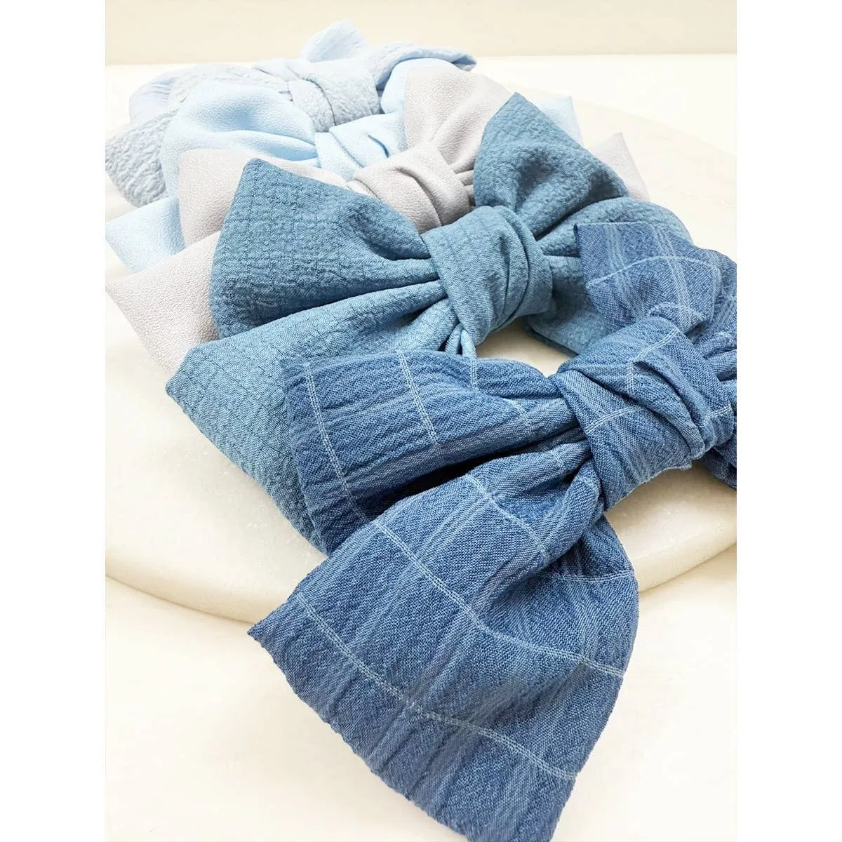 Blue Shade Double Layer Bow Hair Clips BSD91