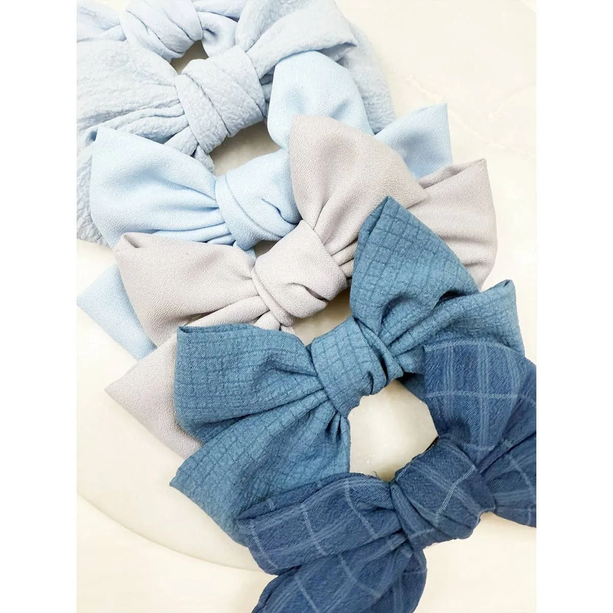 Blue Shade Double Layer Bow Hair Clips BSD91