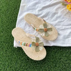 Bohemian Floral Woven Flip-Flops