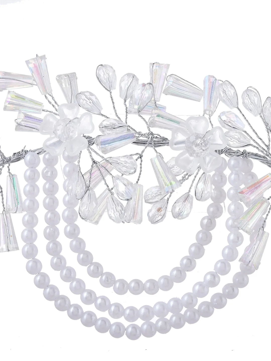 Bridal Pearl and Crystal Floral Hair Vine for Wedding