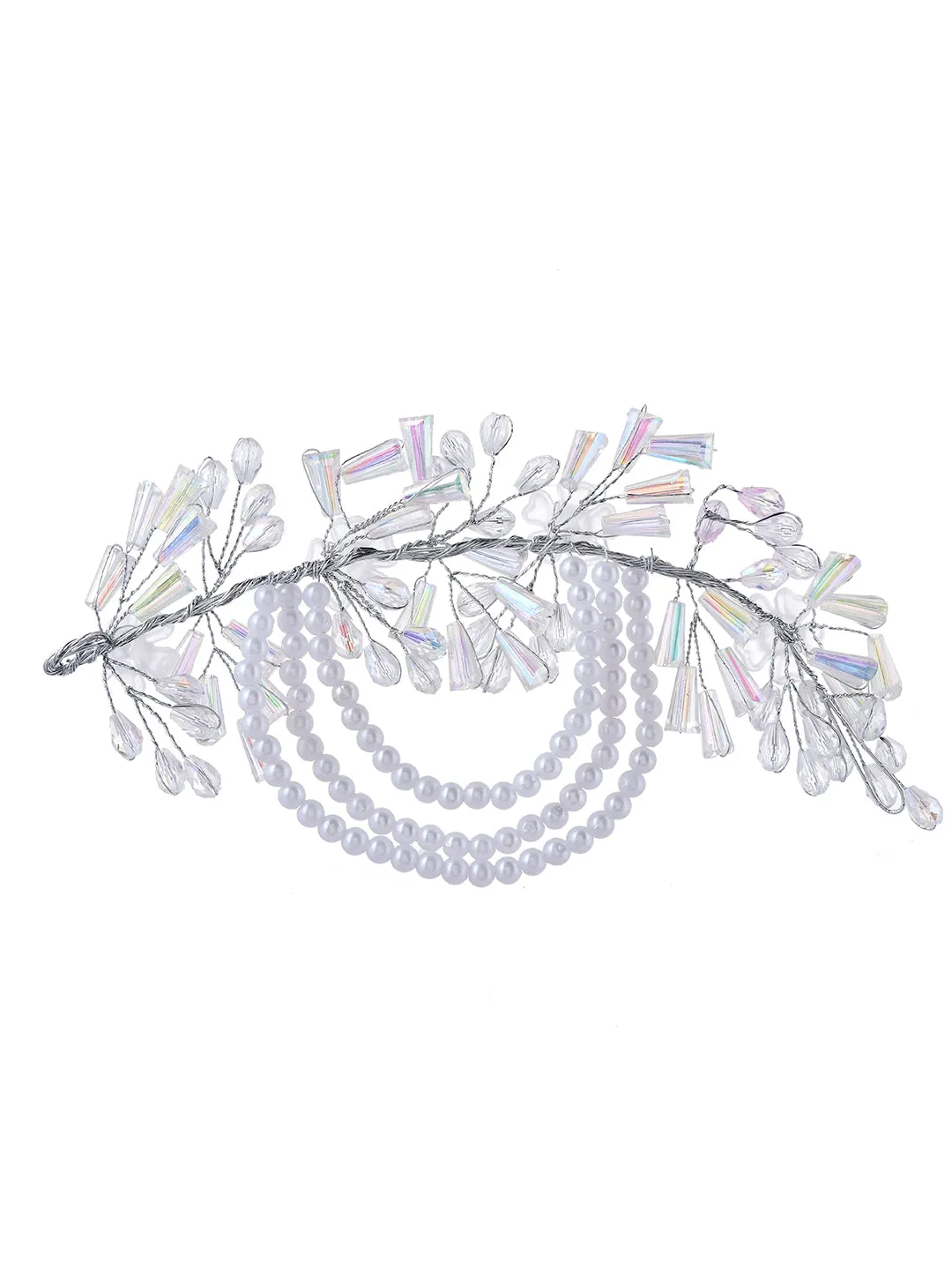 Bridal Pearl and Crystal Floral Hair Vine for Wedding