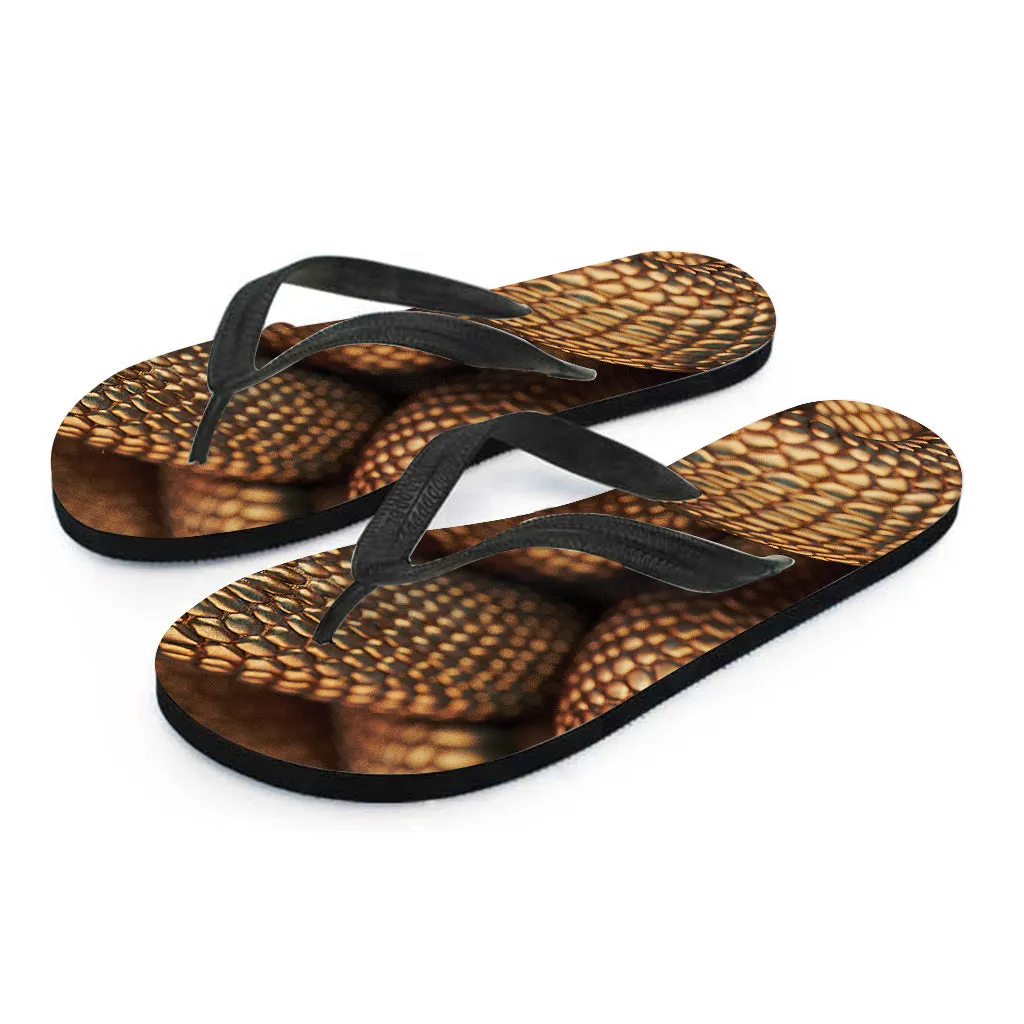 Bronze Snake Print Hawaiian Flip Flops: Complete Your Island Look!