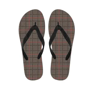 Brown Prince of Wales Check Print Hawaiian Flip Flops