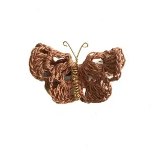 Butterfly Hair Pin Brown Crochet